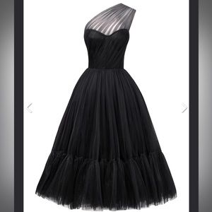 Black One-Shoulder Cocktail Tulle Dress